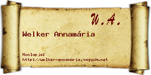 Welker Annamária névjegykártya